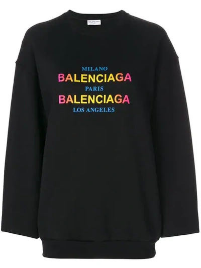 Balenciaga Logo Crewneck Sweatshirt In Noir
