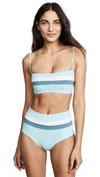 L*space Rebel Stripe Bikini Top In Light Turq