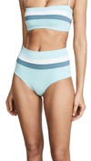 L*space Portia Stripe High Rise Bikini Bottom In Light Turq