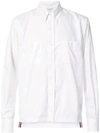 Thom Browne Long Sleeve Button Down Point Collar With Mesh Lining In Ripstop - White In White