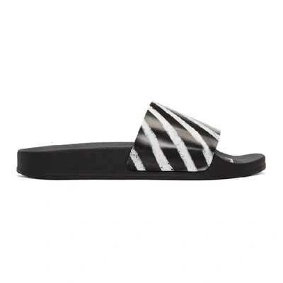 Off-white Diagonal Stripe Sliders - 黑色 In 8800 Multi