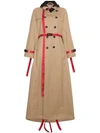 PALM ANGELS PALM ANGELS TRENCH COAT WITH RED BELT - NEUTRALS,PWEA008R18207002480012549901