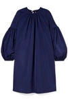 Calvin Klein 205w39nyc Ruched Sleeve Taffeta Dress In Navy