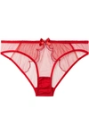 AGENT PROVOCATEUR LORNA EMBROIDERED STRETCH-TULLE BRIEFS