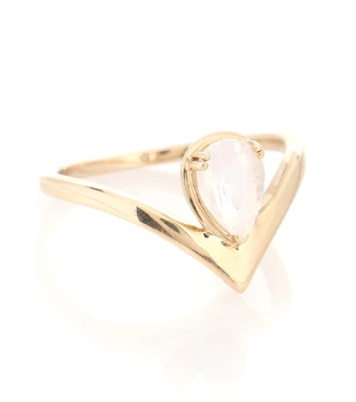 Anna Sheffield Celestine Orbit 14kt Yellow Gold Ring With Moonstone