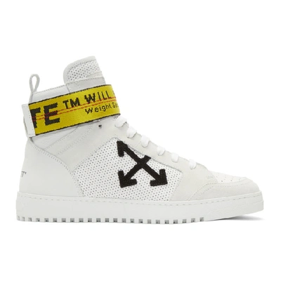 Off-white Grosgrain And Suede-trimmed Leather High-top Sneakers In White