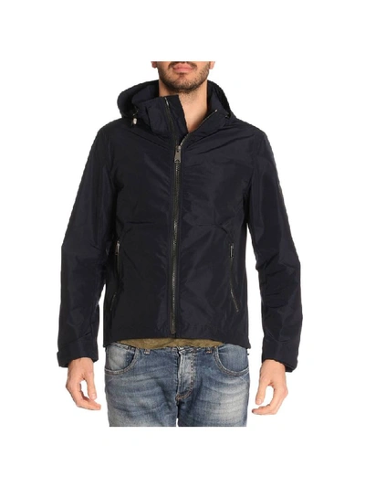 Burberry Hooded Windbreaker Jacket In Blue