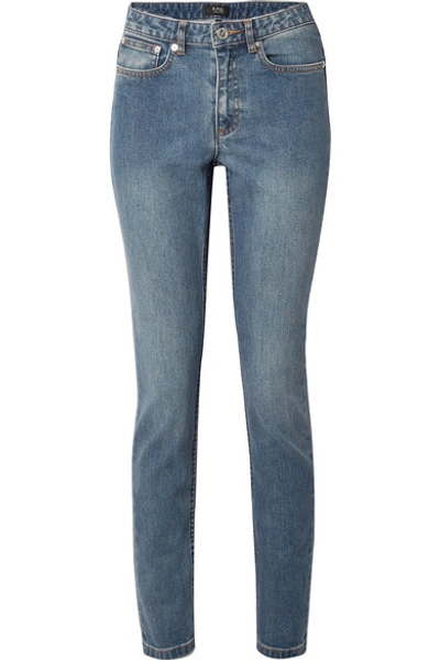 A.p.c. High-rise Straight-leg Jeans In Mid Denim