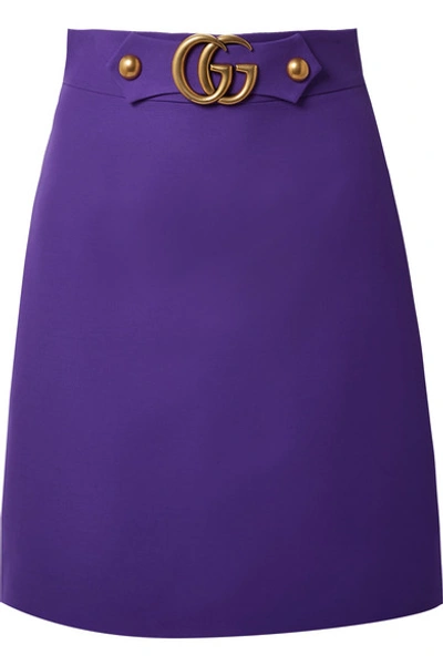 Gucci Embellished Wool And Silk-blend Skirt In Purple