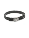 STINGHD Platinum Square and Leather Bracelet