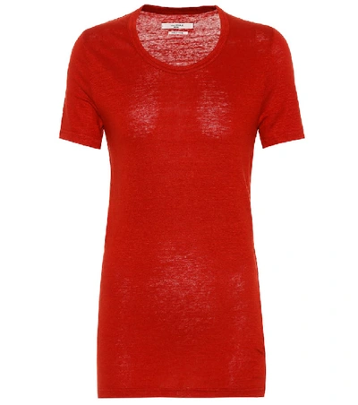 Isabel Marant Étoile Kranger V-neck Linen T-shirt In Red