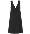 Isabel Marant Wilby Plunging Scalloped Sleeveless Cotton Dress In Nero