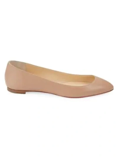 Christian Louboutin Eloise Napa Leather Red Sole Flat In Nude