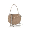 JIMMY CHOO ARTIE MINI LIGHT MOCHA SUEDE SHOULDER BAG WITH STONE EFFECT STUDS,ARTIEMINIUEB S