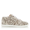 JIMMY CHOO MIAMI NATURAL NUBUCK SNAKE PRINTED LEATHER SNEAKERS,MIAMIBKI S