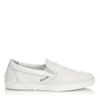JIMMY CHOO GROVE ULTRA WHITE SPORT CALF LEATHER SLIP ON TRAINERS WITH EMBOSSED STARS,GROVEAOA