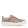 JIMMY CHOO ACE OPAL CROCODILE PRINTED NUBUCK LEATHER LOW TOP TRAINERS,ACECTK S