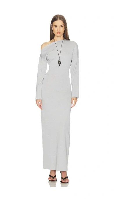 Srg Lesly Off Shoulder Knit Dress In Light Grey
