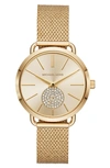 Michael Kors Women's Portia Gold-tone Stainless Steel Mesh Bracelet Watch 37mm In Gold