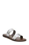 Sam Edelman Gala Two Strap Slide Sandal In Silver Leather