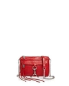 Rebecca Minkoff Mini Mac Nubuck Crossbody Bag In Carnation Red/silver