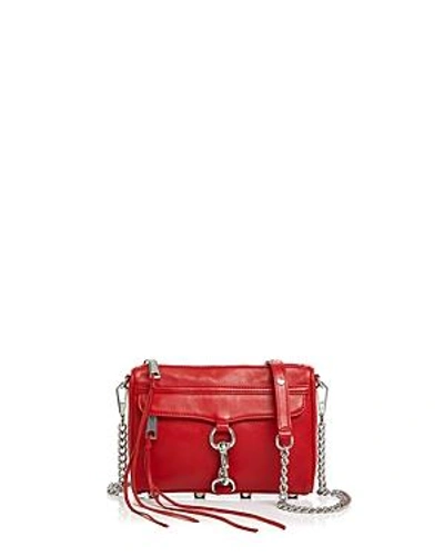 Rebecca Minkoff Mini Mac Nubuck Crossbody Bag In Carnation Red/silver