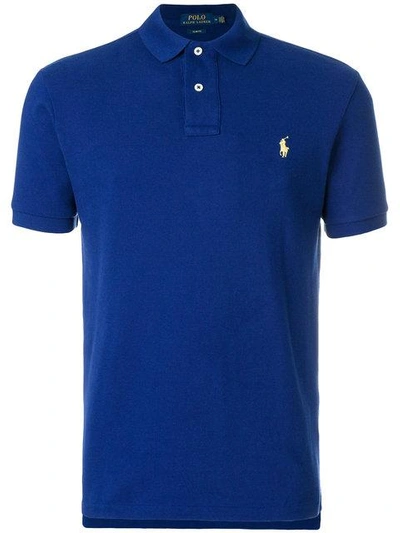 Polo Ralph Lauren Polo Pony Embroidered Cotton Polo Shirt In Blue
