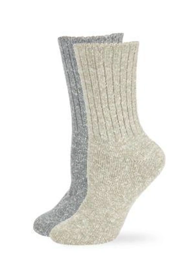 Hue Tweed Ribbed Boot Socks - Pack Of 2 In Chinos