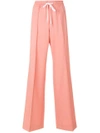 Miu Miu Stretch Wool Wide Pants In Pink