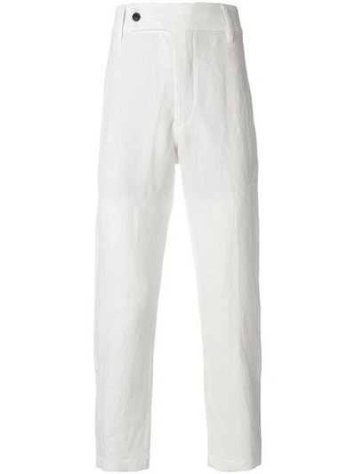 Ann Demeulemeester Stripe Straight Leg Cotton Trousers In White