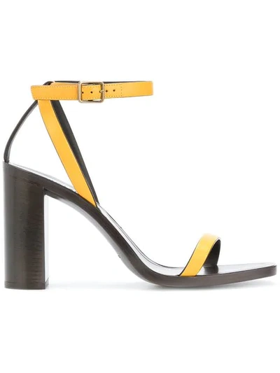 Saint Laurent Loulou Wood And Leather Sandals In Yellow