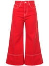 MSGM MSGM CROPPED FLARE JEANS - RED,2441MDP41L18429412623716