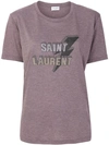 SAINT LAURENT lightning bolt print mottled boyfriend T-shirt,498788YB2LW12660861