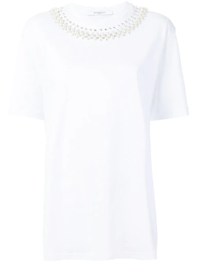 Givenchy Embellished Cotton Jersey T-shirt In White