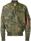 Alpha Industries Camouflage Bomber Jacket - Green In Green
