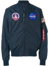 Alpha Industries Nasa Embroidered Bomber Jacket In Blue