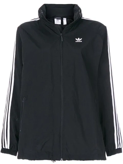 Adidas Originals 3-striped Windbreaker Jacket In Black