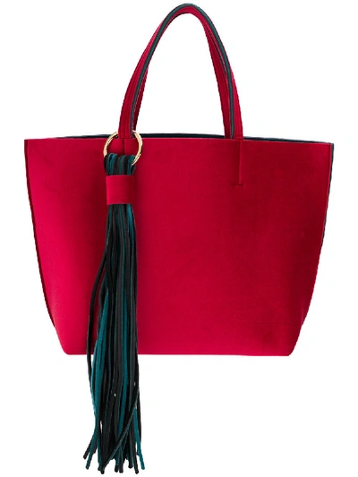 Alila Large Fringed Tote - Red