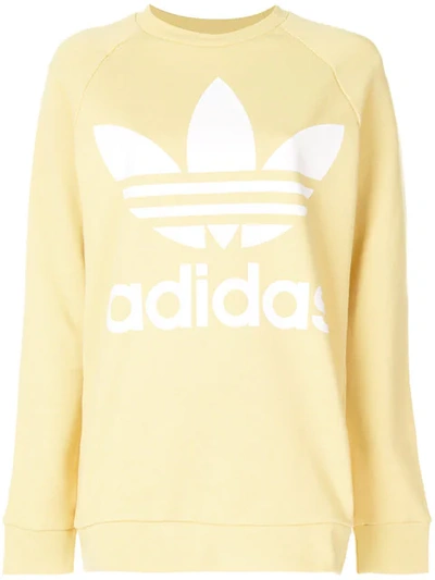 Adidas Originals Trefoil套头衫 In Yellow