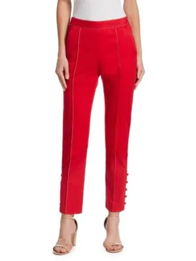Rosie Assoulin Oboe Cropped Cotton Trousers In Red