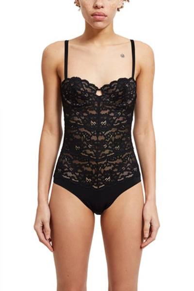 Fleur Du Mal Opening Ceremony Charlotte Lace Balconette Bodysuit In Black 0100