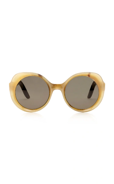 Lapima Carlota Oversized Round-frame Horn Sunglasses In Neutral