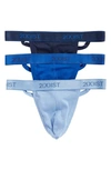 2(x)ist Men's 3-pk. Cotton Essential Y-back Thongs In Black/ Heather Grey/ Charcoal