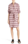 Burberry Agna Pink Check Shirtdress W/ Lace Trim In Nocolor
