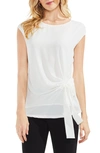 VINCE CAMUTO MIXED MEDIA TIE FRONT BLOUSE,9199135
