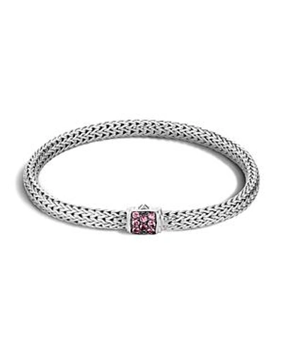 John Hardy Classic Chain Sterling Silver Lava Extra Small Bracelet With Pink Spinel In Silver/ Pink Spinel