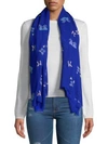 Karl Lagerfeld Choupette Print Scarf In Cadet Blue