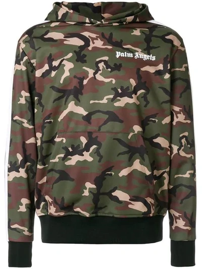Palm Angels Camouflage Hoodie In Green