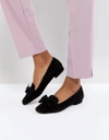 DUNE LONDON GRACIANO SUEDE FLAT SHOW WITH BOW - BLACK,GRACIANO