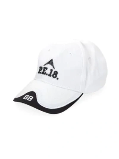 Balenciaga Pe Logo Baseball Cap In White Black